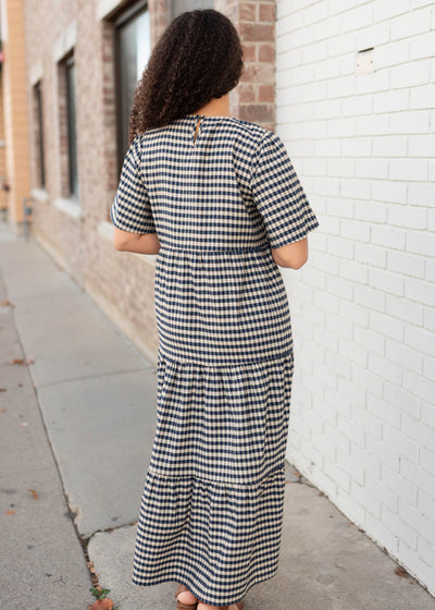 Nora Blue Gingham Tiered Dress