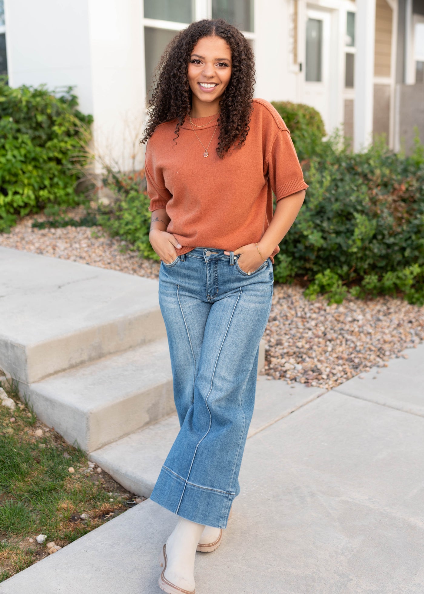 Norah Cinnamon Short Sleeve Sweater