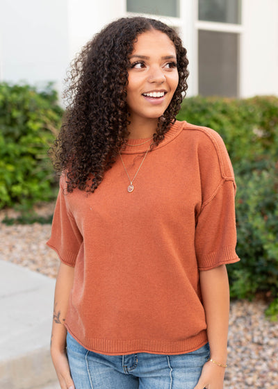 Norah Cinnamon Short Sleeve Sweater