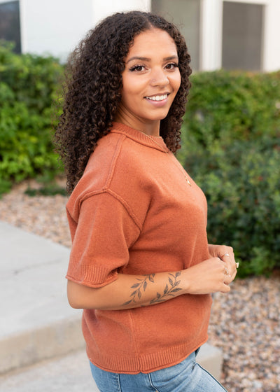 Norah Cinnamon Short Sleeve Sweater