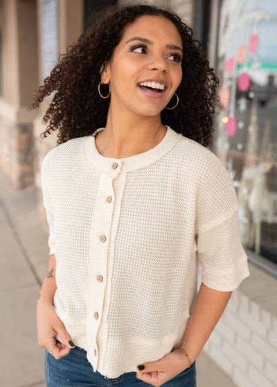 トップス short cardigan SUEDED TERRY SHORT SLEEVE CARDIGAN | Lucky Brand