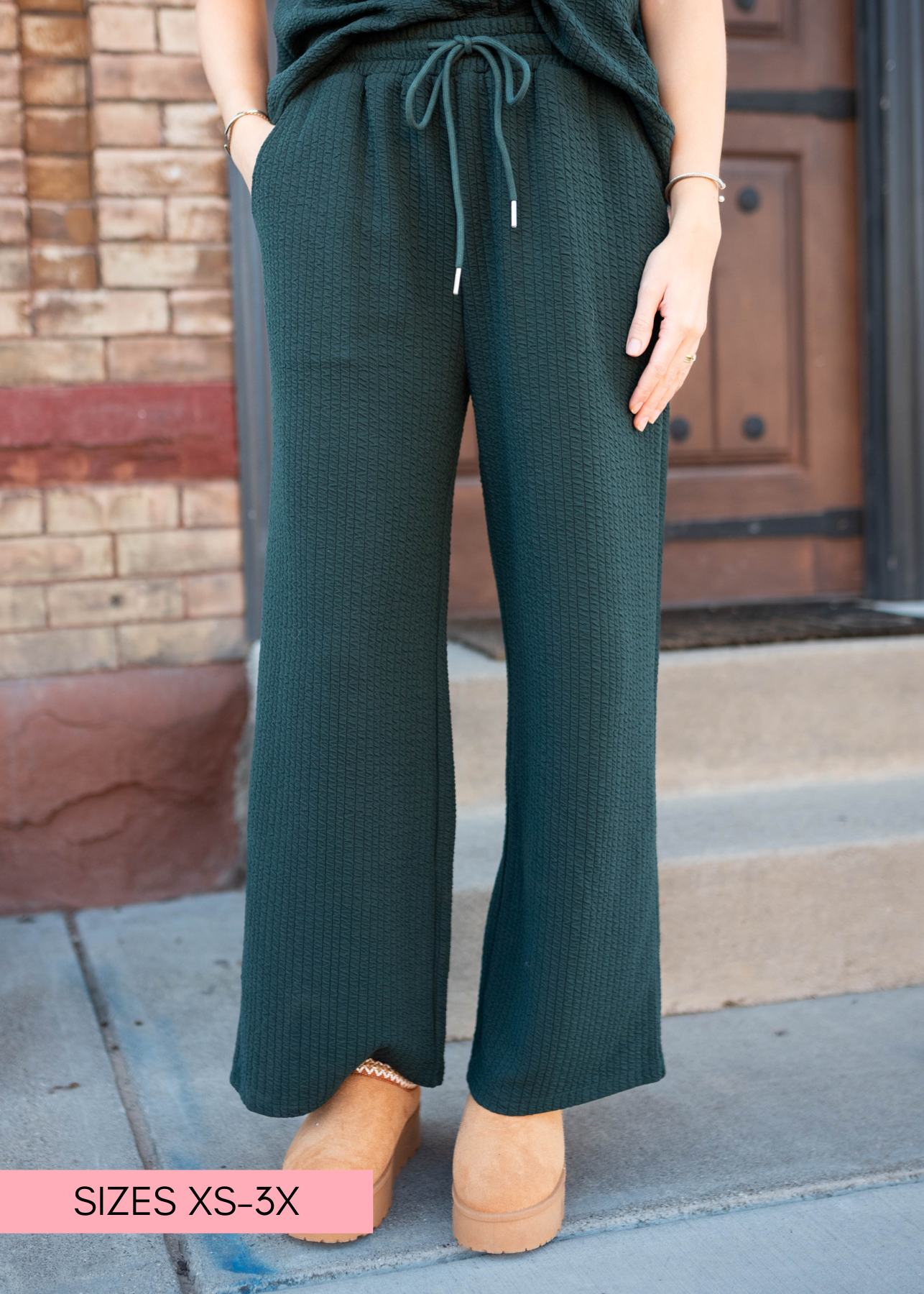 Forest green bottoms with pockets by Lena & Lou