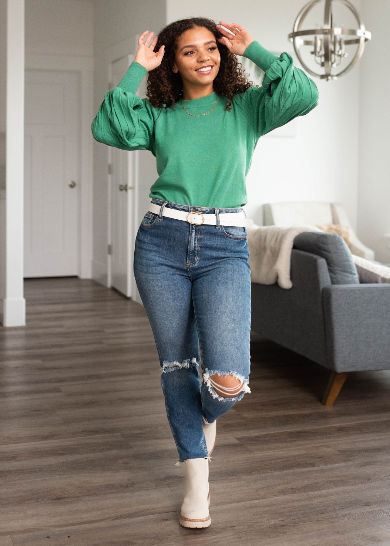 Long sleeve rosemary green sweater