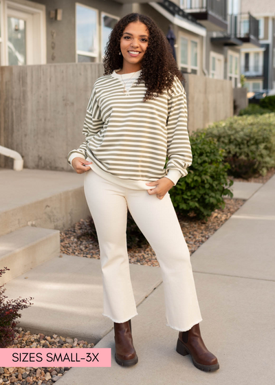 Olive striped sweatshirt