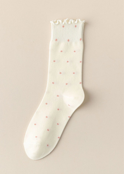 Ivory polka dot socks