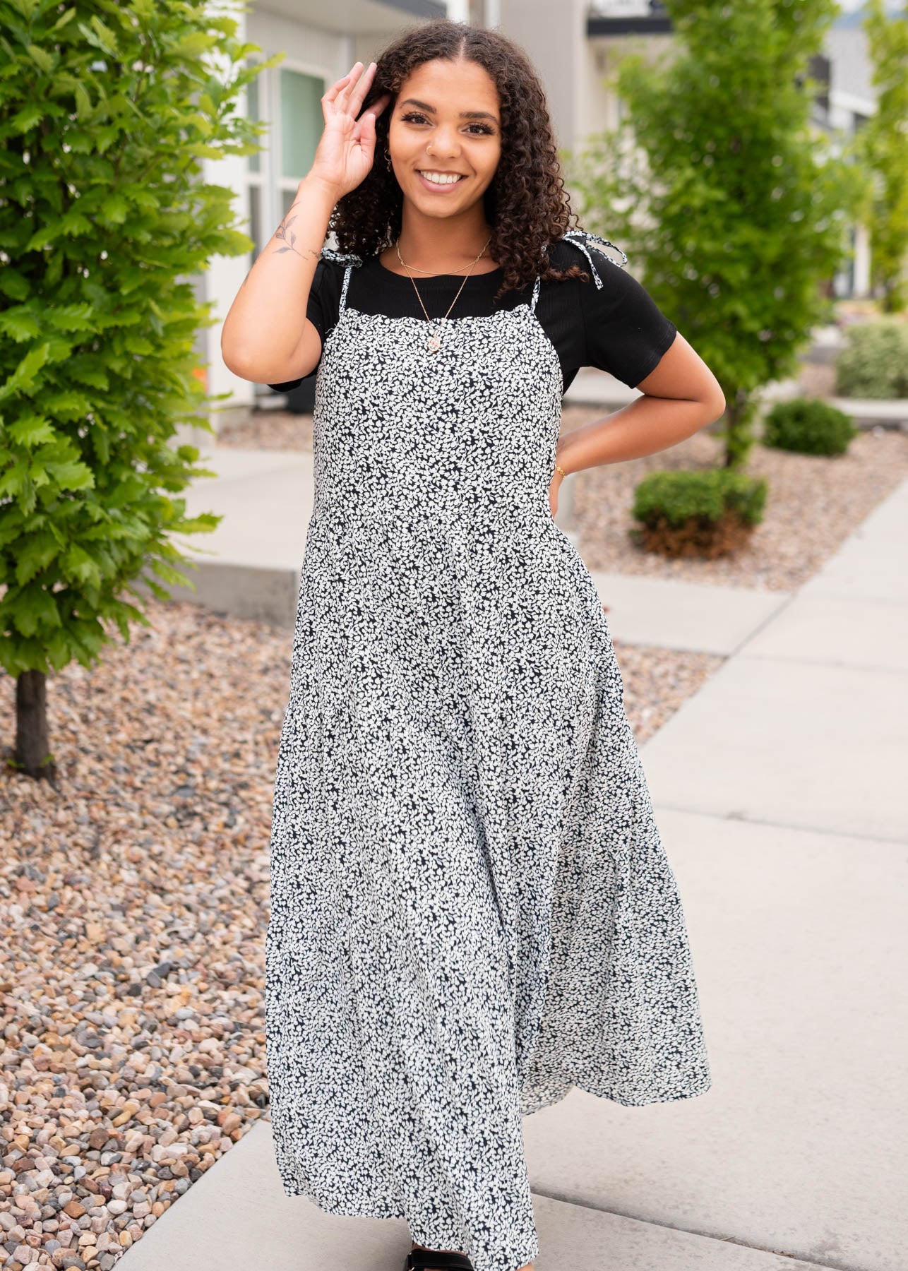 Sundress navy floral tied dress