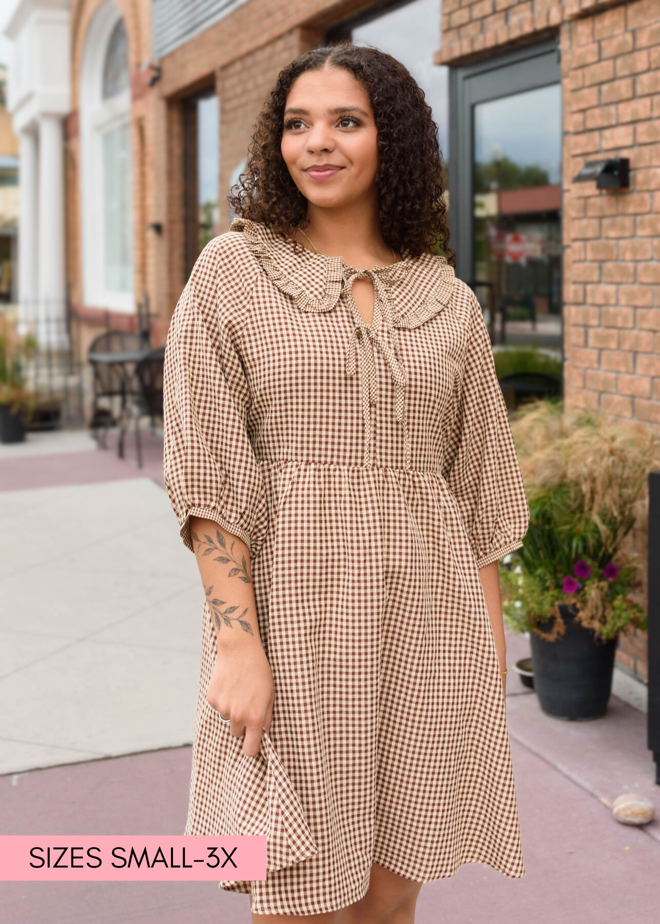 Penelope Brown Gingham Dress