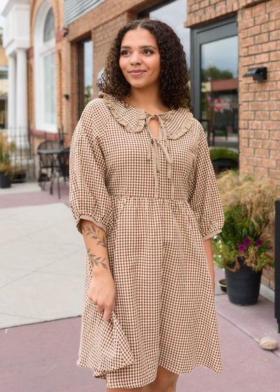 Penelope Brown Gingham Dress