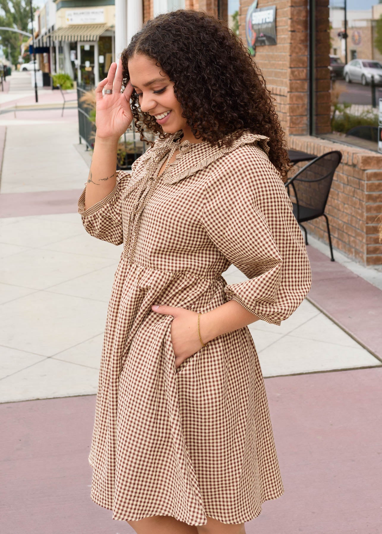Penelope Brown Gingham Dress