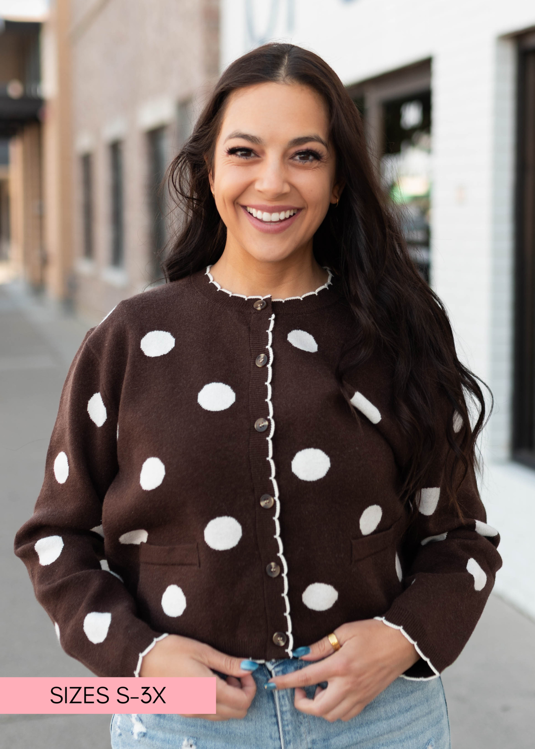 【drawdrawers】Polka Dots 2way Tops／新品・未使用 Polly Dark Brown & White Polka Dot Cardigan | Lena Layne