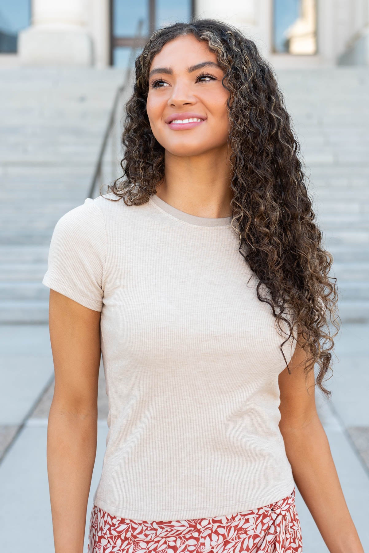 Oatmeal ribbed top