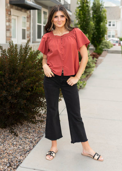 Randy Black Frayed Bootcut Pants