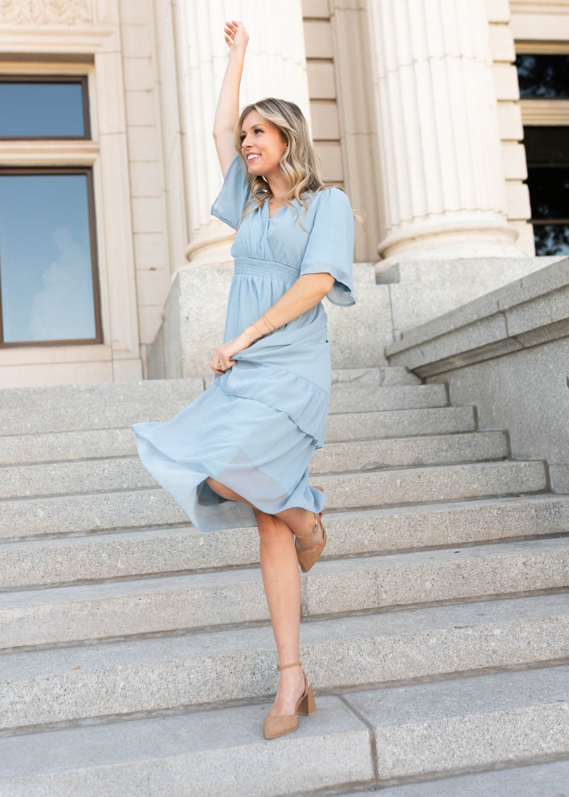 Modest light blue dress at Lena Layne