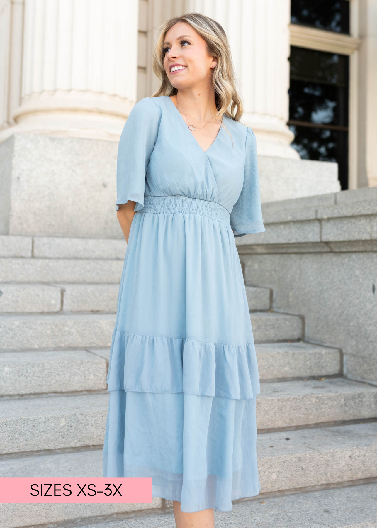Rea Light Blue Dress - Feminine Dress