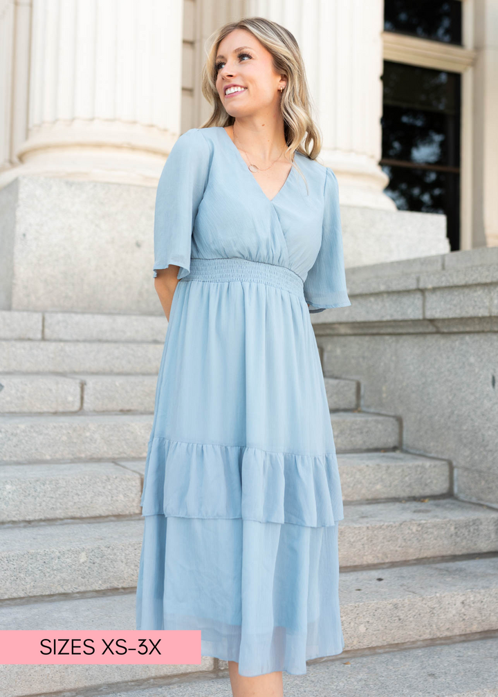 Rea Light Blue Dress - Feminine Dress