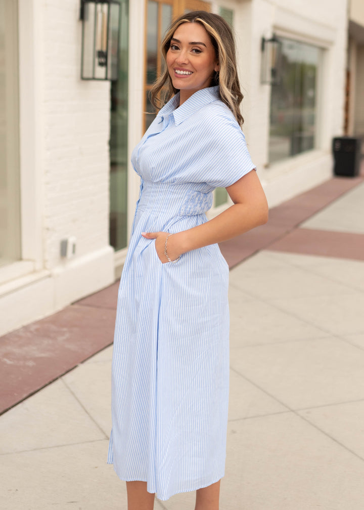 rouje dress Navy blue patterned wrap dress