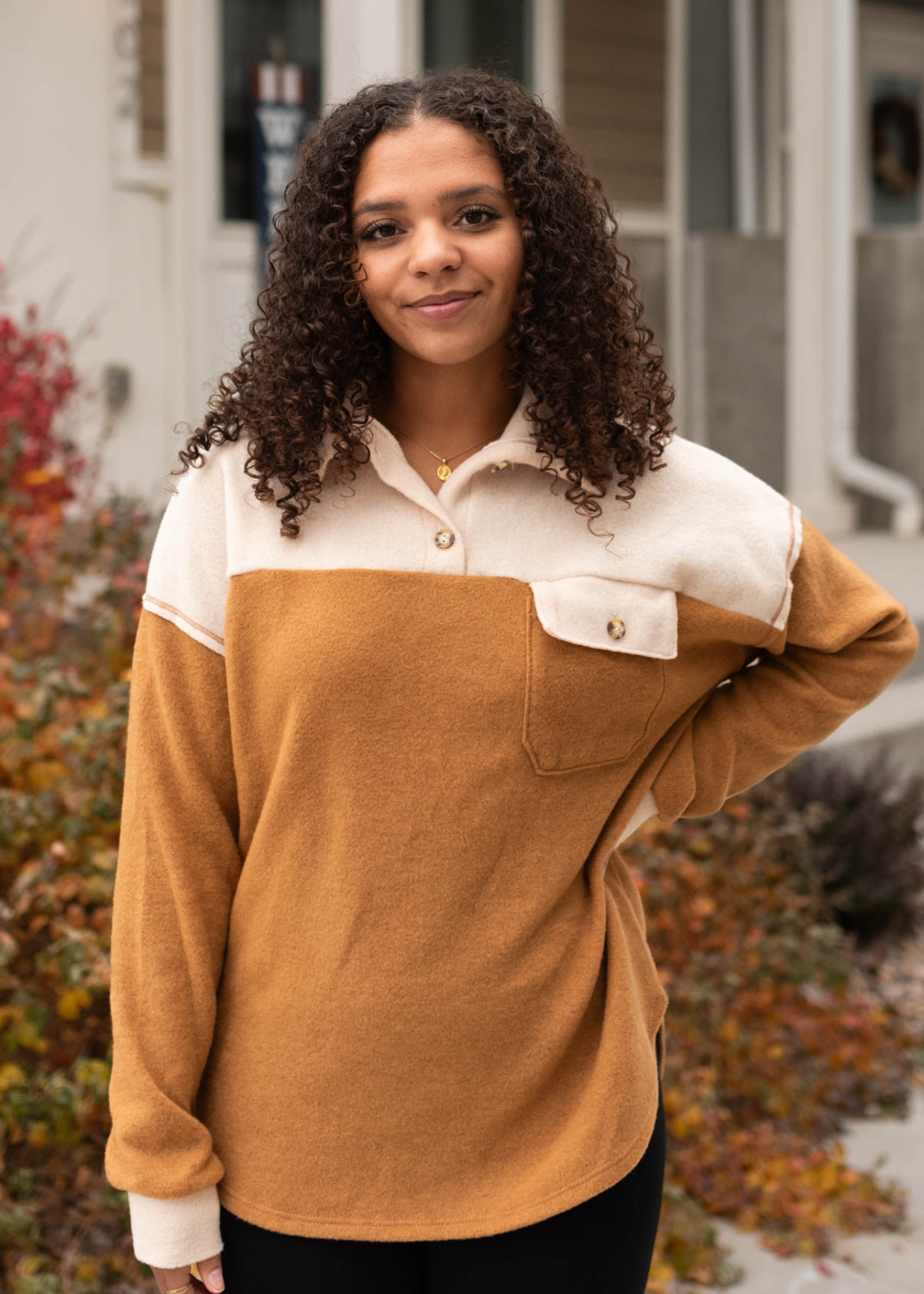 Long sleeve gold top