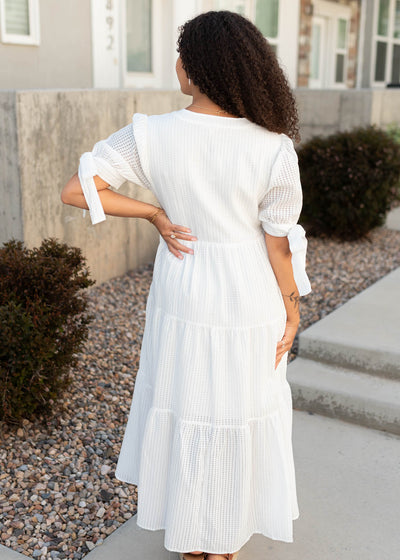 Back view of the white gingham dress