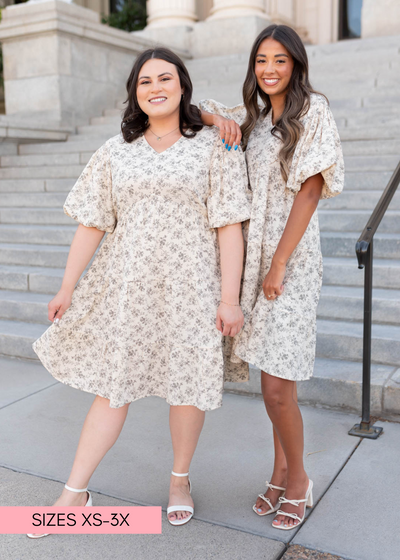 Natural flroal dress in all sizes