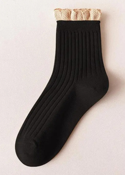 Black ruffle socks