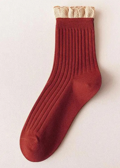 Rust ruffle socks