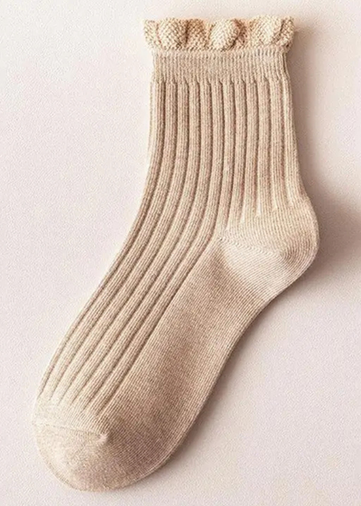 taupe ruffle socks