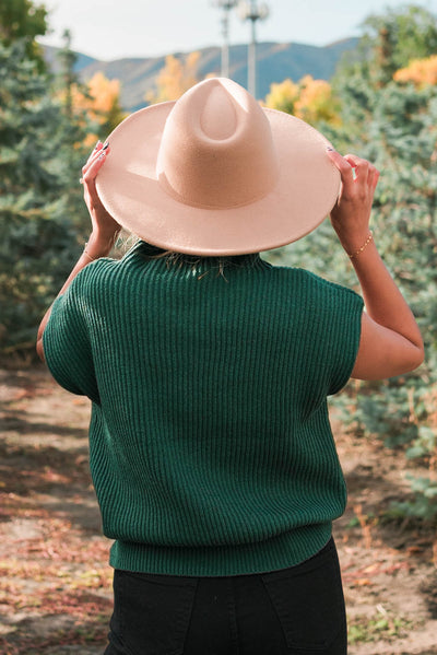 Back view of the hunter green sweater