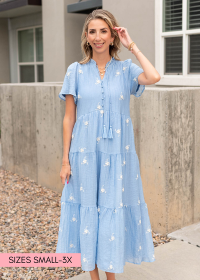 Blue floral dress