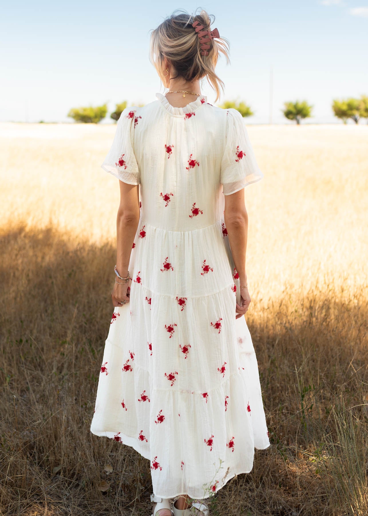 Back view of the ivory floral dress