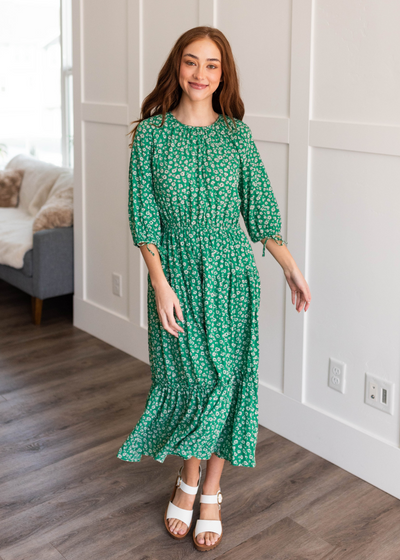 Green tiered dress