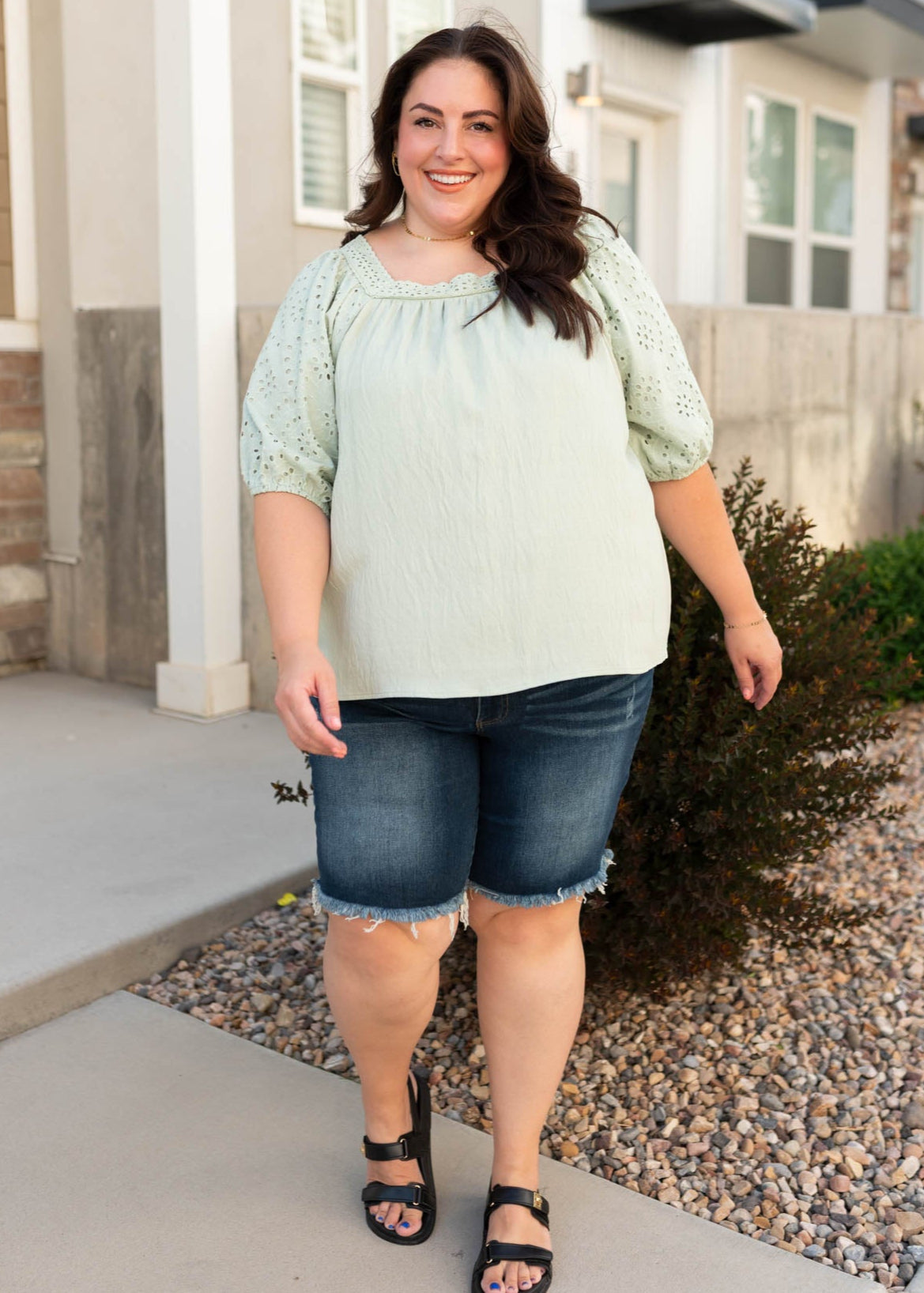 Modest sage top in plus size