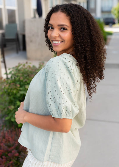 side view of the sage top