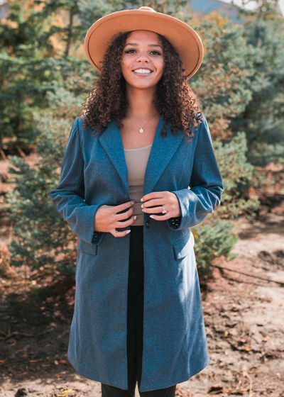 Long sleeve indigo coat
