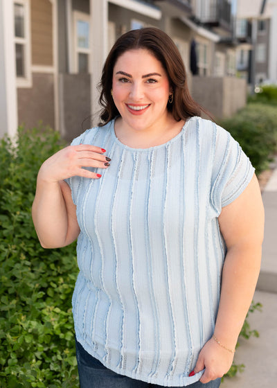 Plus size blue textured top