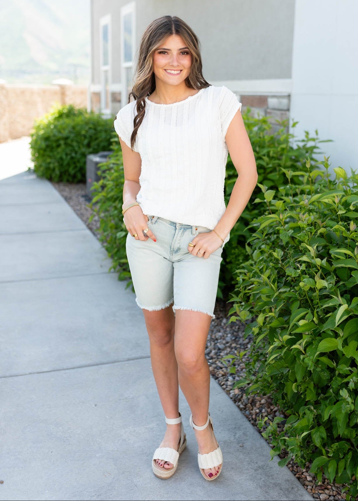 Light weight white textured top