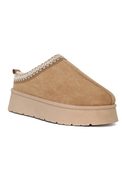 Beige platform clogs