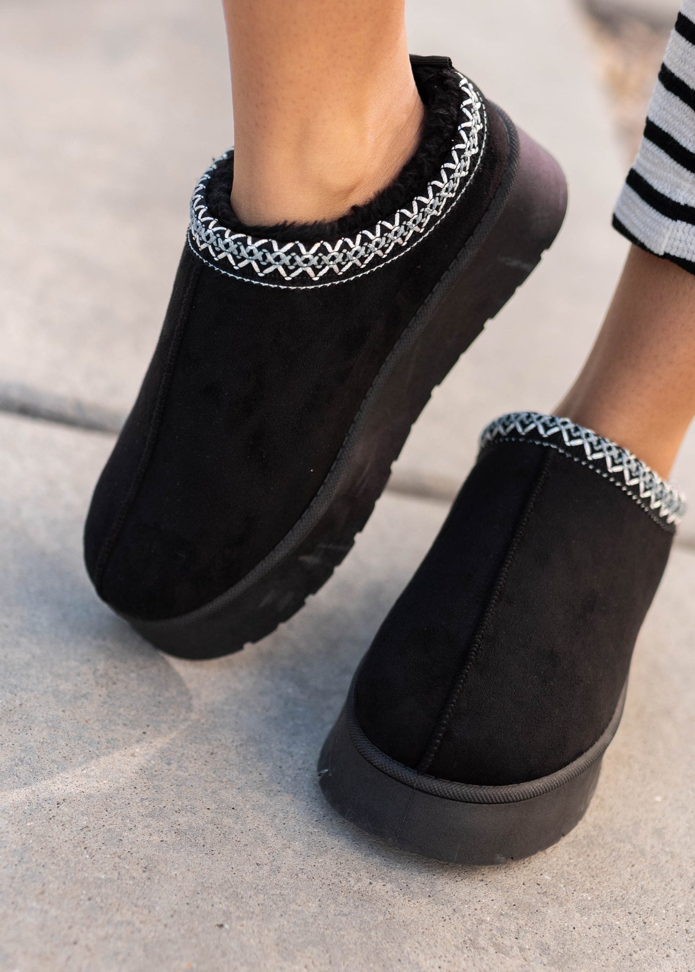 Black platform clogs