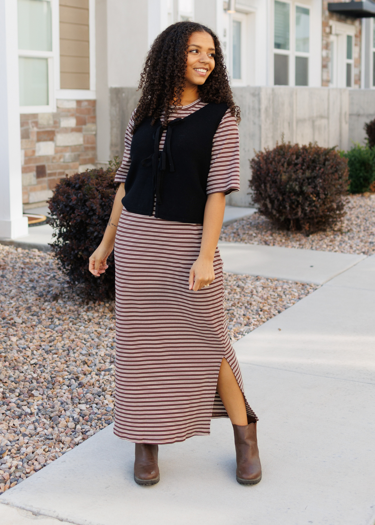 Sahana Black Knit Sweater Vest