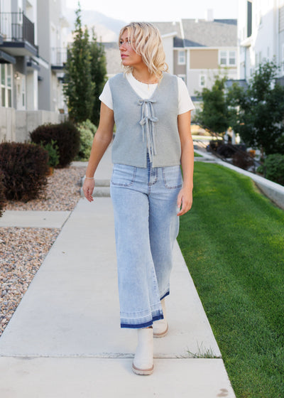 Sahana Grey Knit Sweater Vest