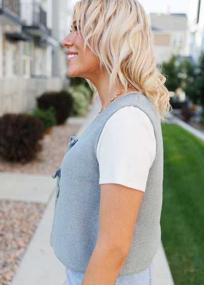 Sahana Grey Knit Sweater Vest