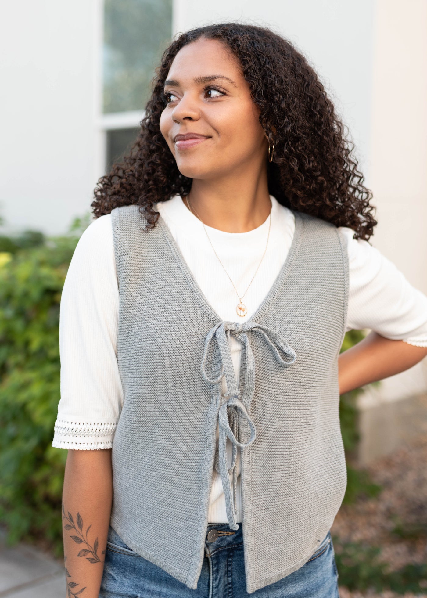 Sahana Grey Knit Sweater Vest