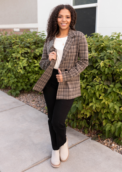 Sam Taupe Plaid Blazer