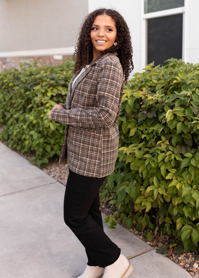 Sam Taupe Plaid Blazer