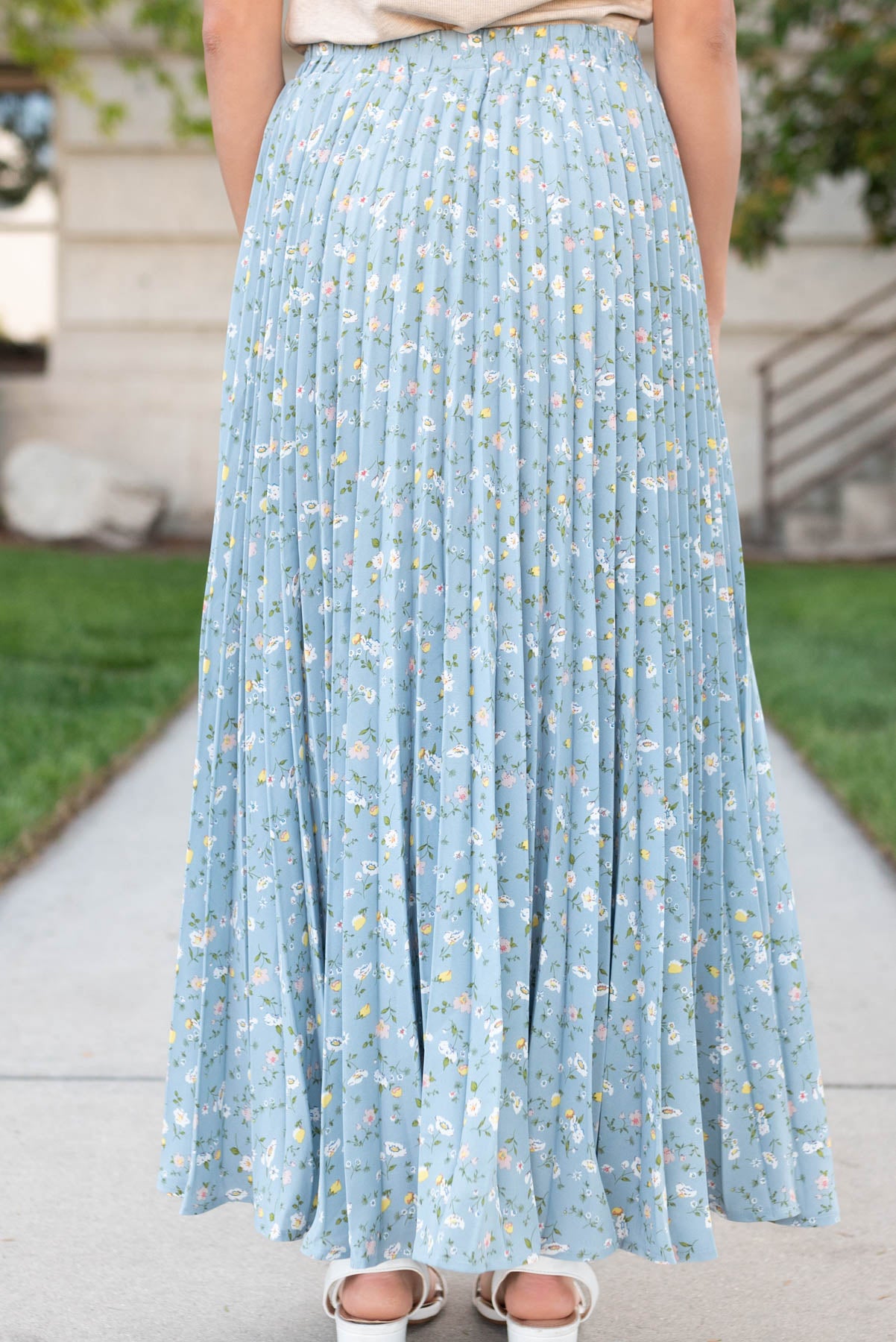 Back view of the cornflower maxi skirt