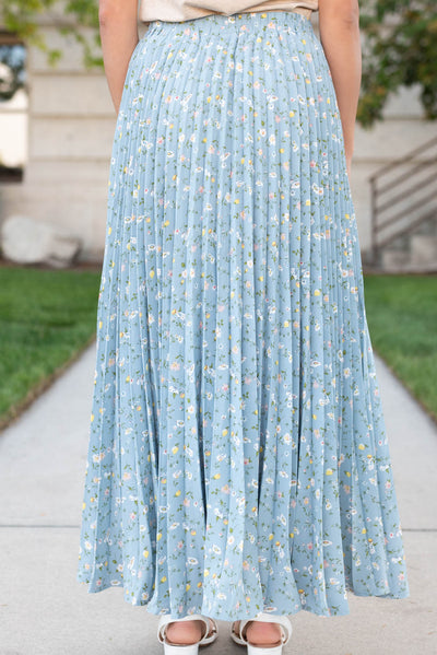 Back view of the cornflower maxi skirt