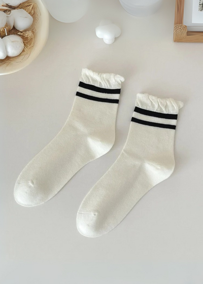Black double stripe socks