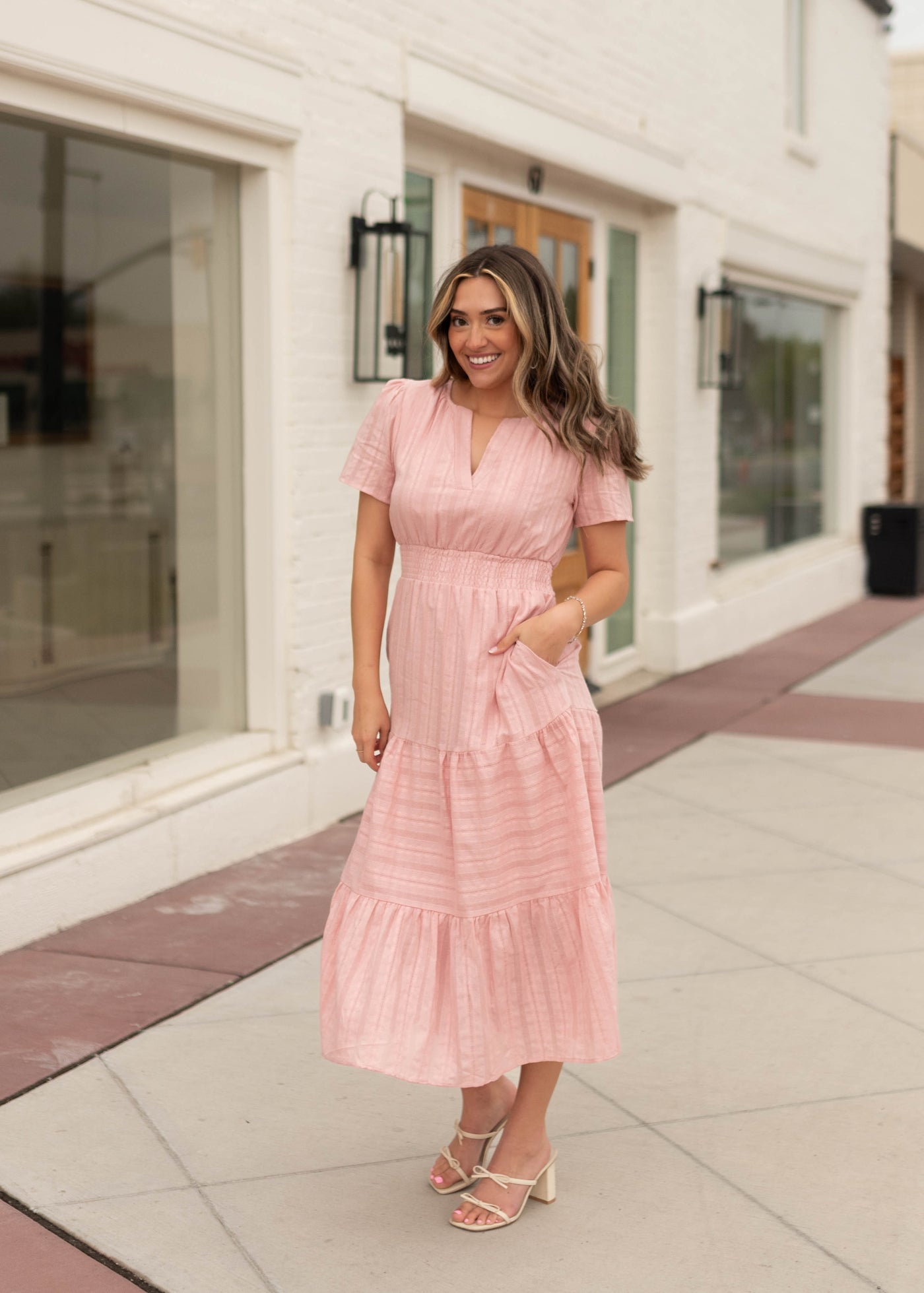 light pink layered dress Off-the-Shoulder Ruffled Prom Dress with Sequins Light Blue / Small
