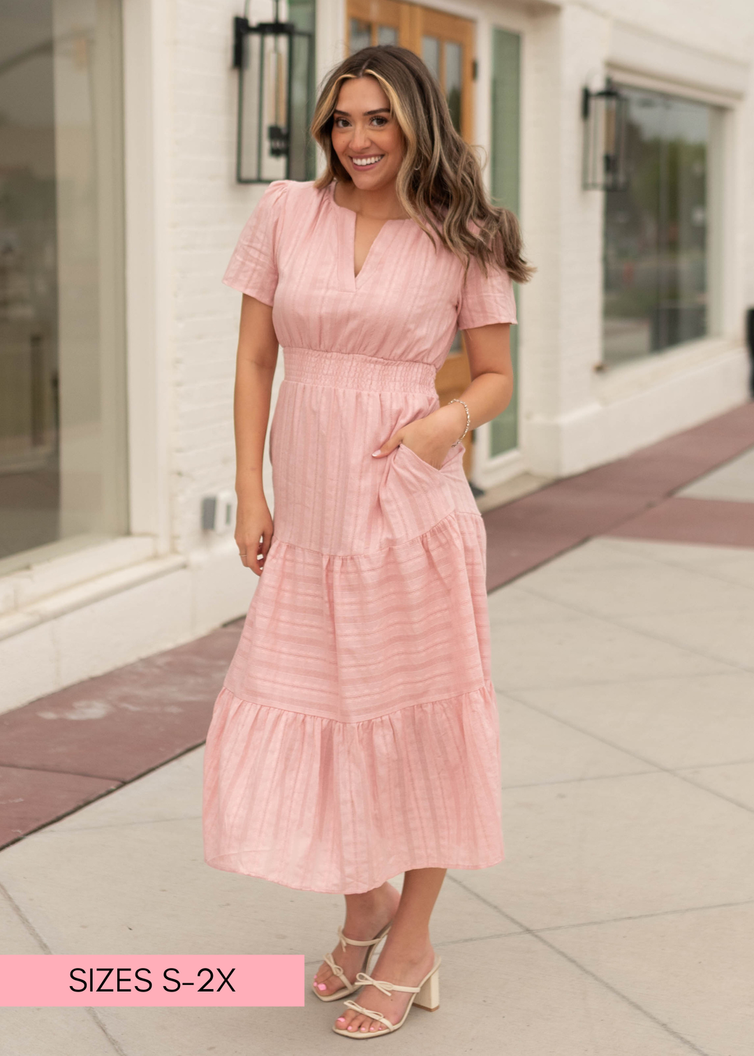 knee length dresses for ladies Floral Split Belted Midi Dress main image 1