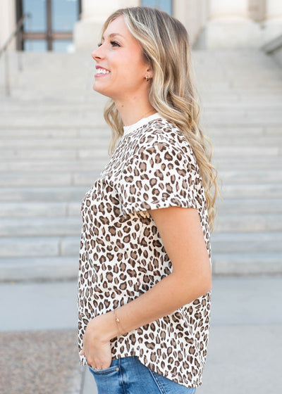 Side view of the leopard print top
