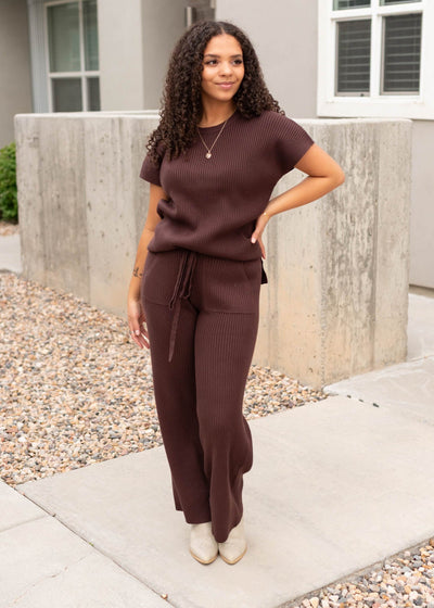 Selene Brown Ribbed Sweater